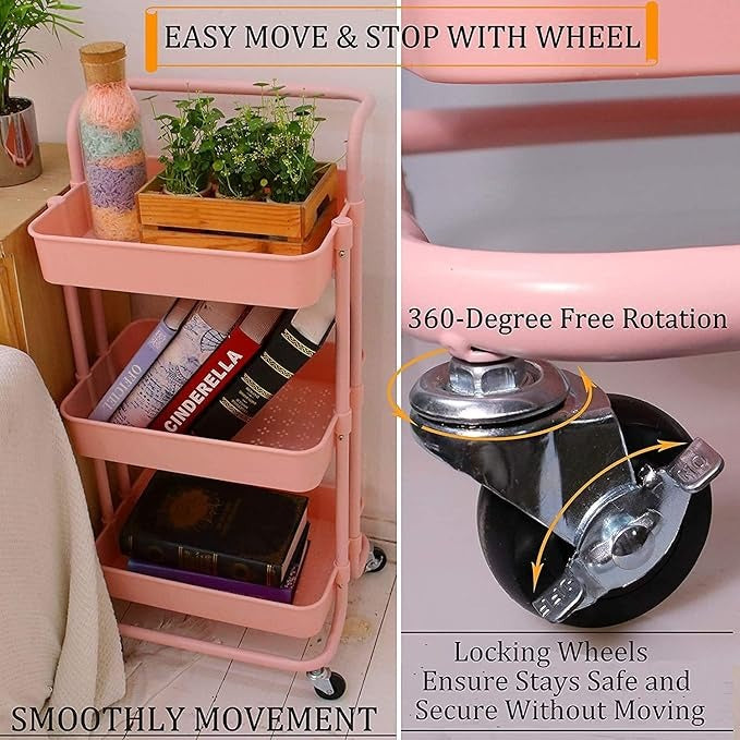 3-Tier Rolling Storage Trolley
